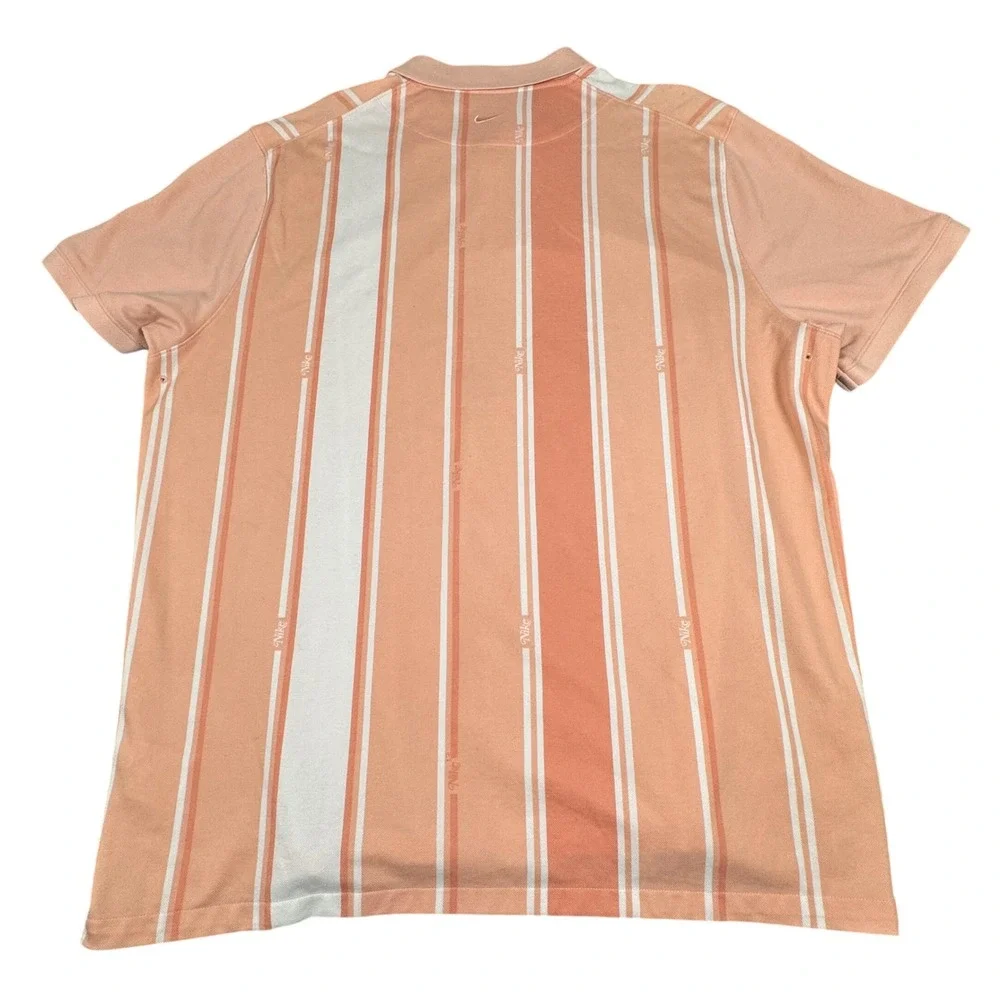 Nike Polo Mens XXL Dri-FIT Orange White Striped Short Sleeve Golf Shirt